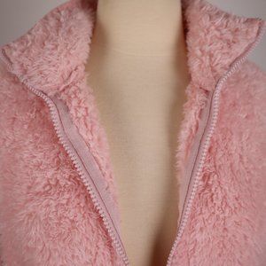 ❄ Fila Sport NWOT Pink Sherpa Open Sweater Jacket Coat Fleece Sweatshirt Winter